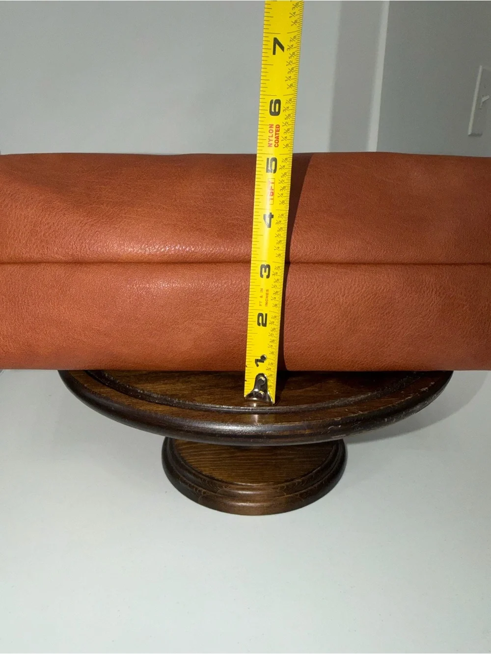 Sasha + Sofi Cognac Brown Faux Leather Pouch Clutch Zip Bag Speckled Lining